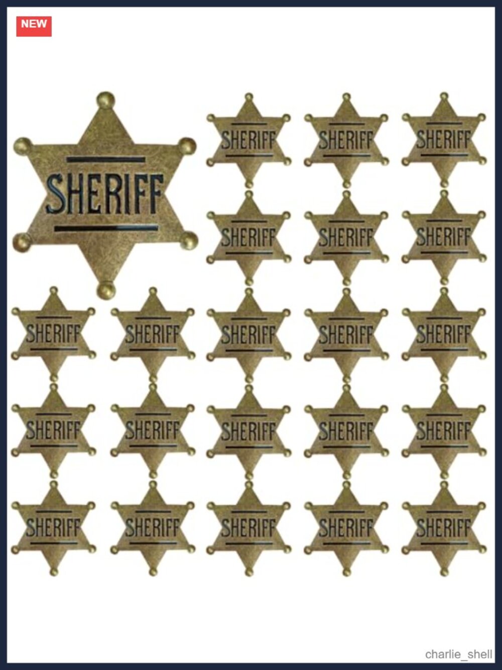 Western Sheriff Badge Alloy Brooch Pin Set Cosplay Party